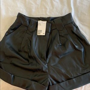 H&M faux leather high waisted shorts